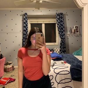 red cut out top